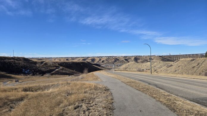 File photo taken in Lethbridge, looking toward the river valley and coulees, February 24, 2025. (Photo: J. Goulet, My Lethbridge Now)