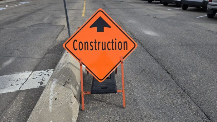 File photo of a construction sign in Lethbridge, April 29, 2025. (Photo: J. Goulet, My Lethbridge Now)