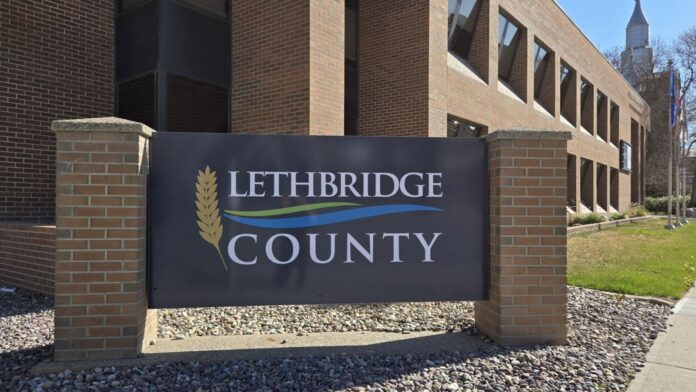 A sign outside the Lethbridge County office, seen on May 1, 2025. (Photo: J. Goulet, My Lethbridge Now)