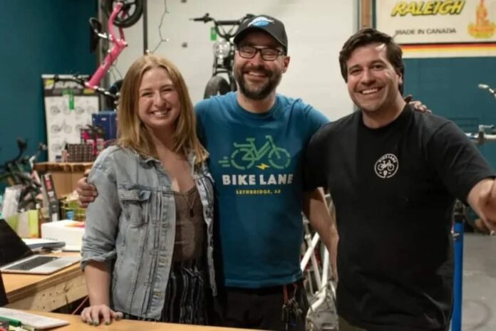 L to R: BikeLane owners Kaitlynn Weaver and Mathew Hellawell, with assistant manager Scott Zeck. (Photo supplied by Mathew Hellawell)