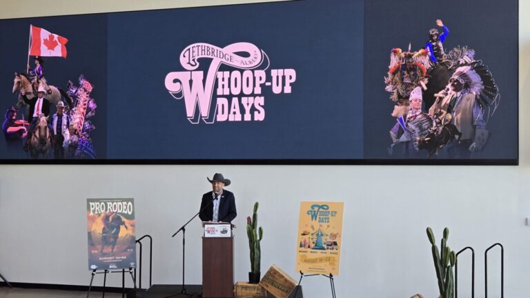 Paul Kingsmith, Lethbridge & District Exhibition Director of Event Development, announcing details for the 2025 Whoop-Up festival on May 29, 2025. (Photo: J. Goulet, My Lethbridge Now)