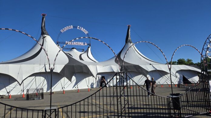 The Paranormal Cirque tent set up outside the Agri-food Hub & Trade Centre in Lethbridge. (Photo: J. Goulet, My Lethbridge Now)