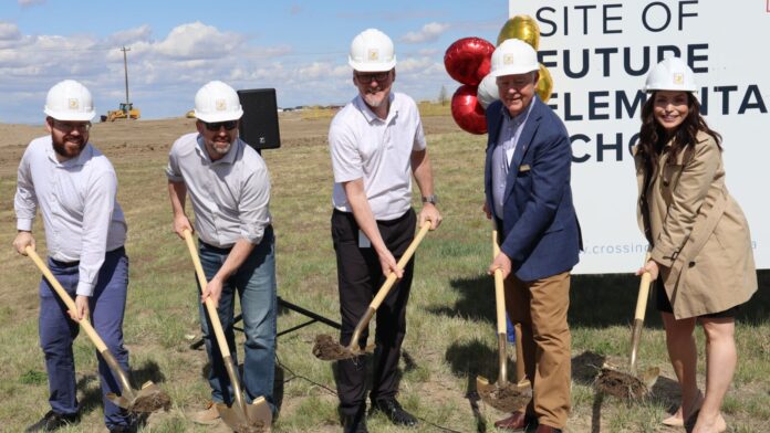 Construction has started on a new elementary school in west Lethbridge. The occasion was celebrated with a sod-turning ceremony on April 30, 2025. (Photo supplied by the Holy Spirit Catholic School Division)