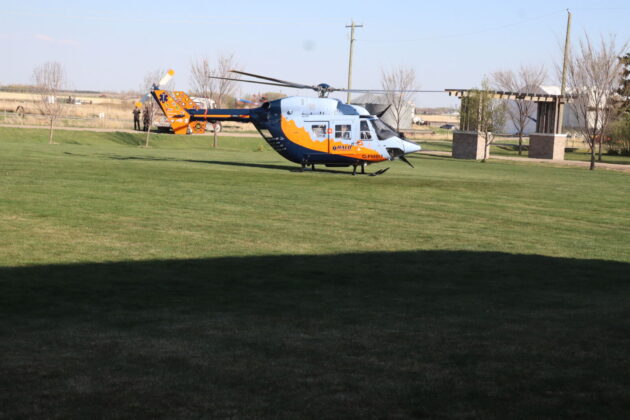 HALO helicopter landing at the 2nd Annual Flight Up the Night event in support of HALO Air Ambulance (Photo mylethbridgenow.com staff)