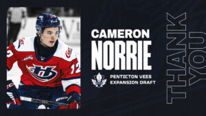 Cameron Norrie has been selected by the Penticton Vees in their expansion draft. (Photo: Lethbridge Hurricanes, Western Hockey League)