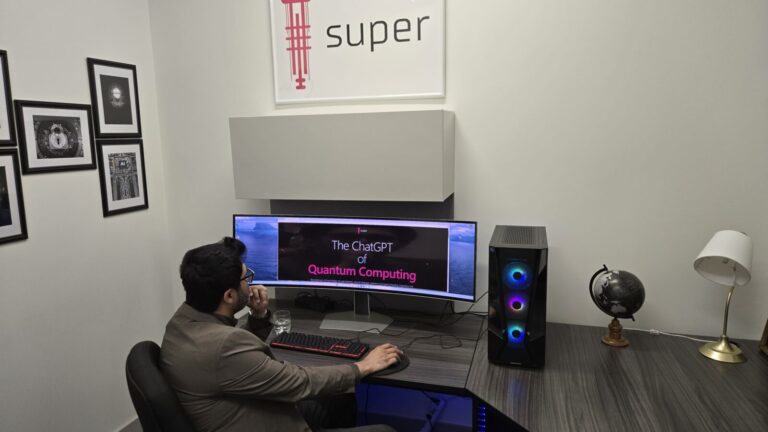 Dr. Muhammad Khan showcasing the new Quantum Super Hub at Tecconnect in Lethbridge on June 18, 2025. (Photo: J. Goulet, My Lethbridge Now)