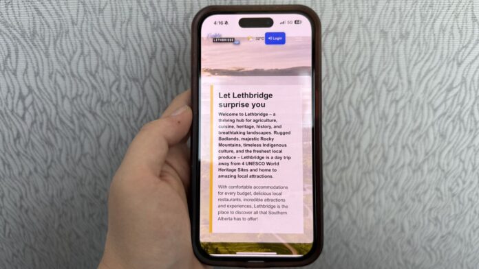 Explore Lethbridge App on a iPhone (mylethbridgenow.com staff)