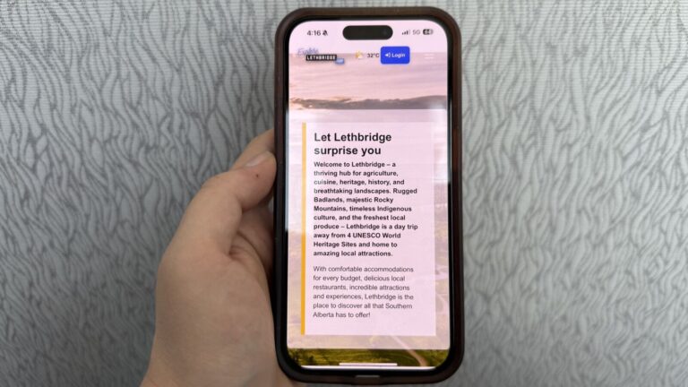 Explore Lethbridge App on a iPhone (mylethbridgenow.com staff)