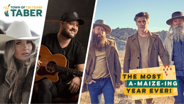 Taber celebrates its 120th anniversary with a concert and barbecue featuring (L to R) Kalsey Kulyk, Aaron Goodvin and The Washboard Union on Monday, June 30, 2025. (Photo supplied by the Town of Taber)